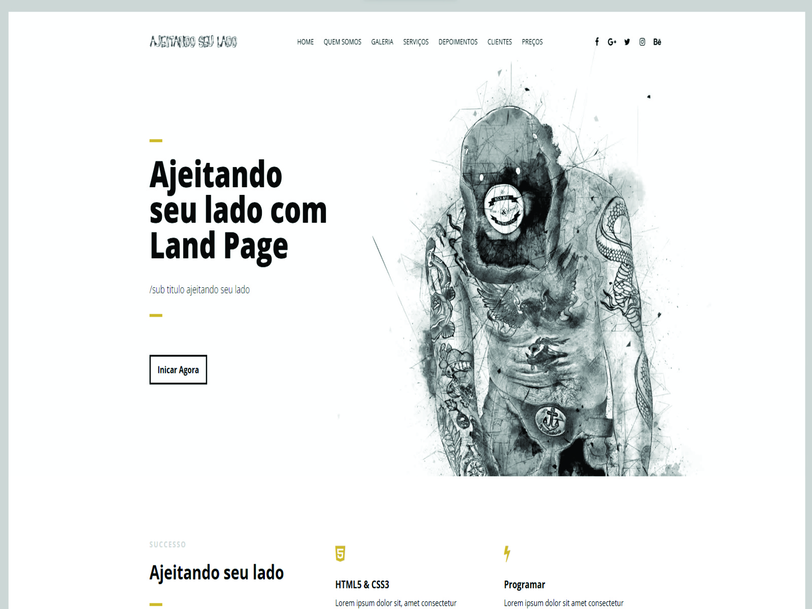 Imagem do um site modelo da ASL